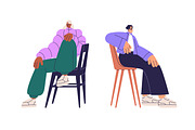 Modern people sitting on chairs set, a Person Illustration by Good Studio (Thumbnail 11 of 13)