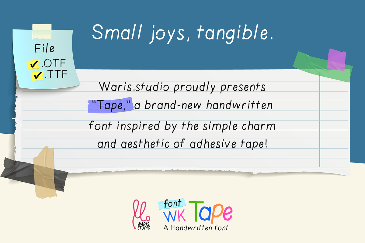 Tape font handwritten font, a Handwritten Font by Waris Studio (Photo 3 of 8)