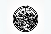 60 Eco Globe Landscape Silhouette, a Technology Illustration by Amazin_art (Thumbnail 2 of 44)