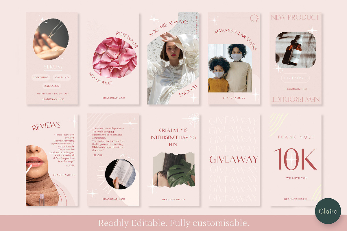 Pink Skincare Instagram Creator Kit, a Social Media Template by Clairee Design Studio (Photo 5 of 7)