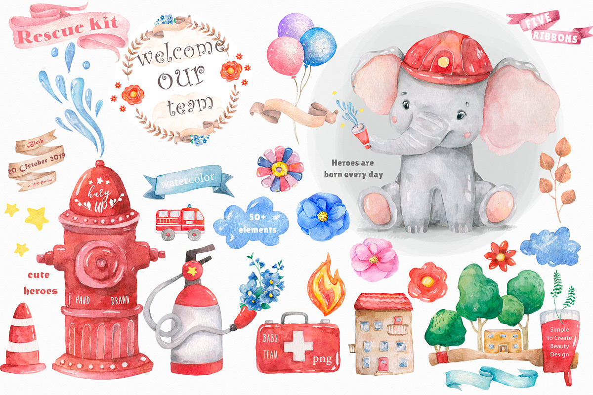 Little Heroes Cute watercolor animal, an Animal Illustration by Ann Art Houze (Photo 3 of 9)