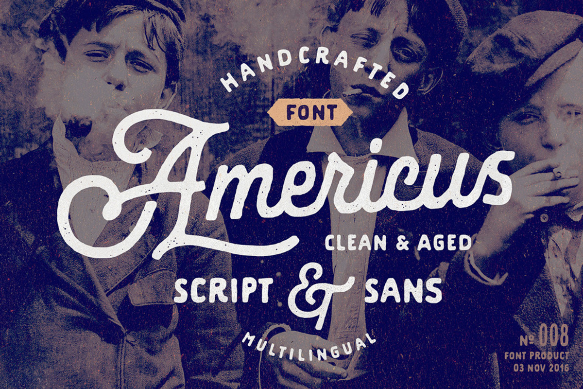 Americus Script & Sans, a Script Font by Andrey Sharonov (Photo 1 of 10)