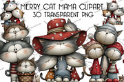 merry cat mama Clipart, an Illustration by DreamArtGraphic (Thumbnail 1 of 5)