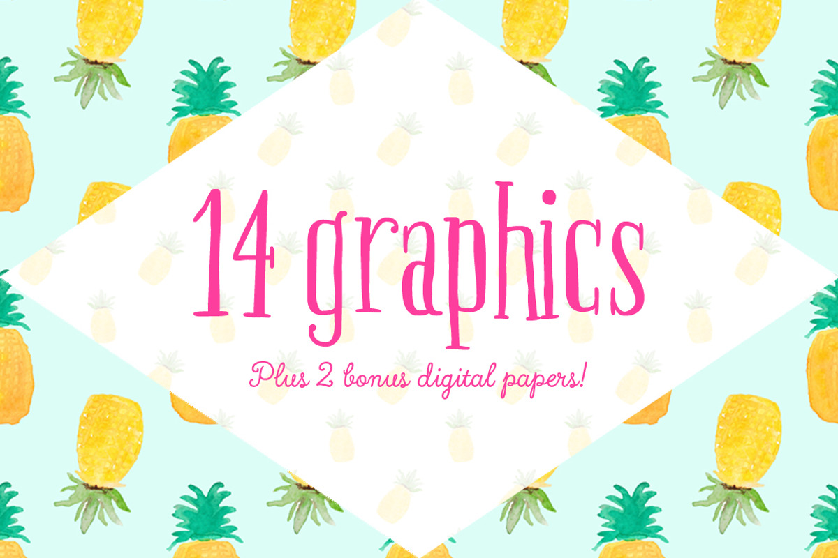 Pineapple Tropical Clip Art, an Illustration by Emerald & Ivy Studios (Photo 2 of 2)