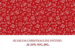 Seamless Christmas Line Pattern