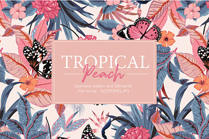 Tropical Peach Seamless Pattern