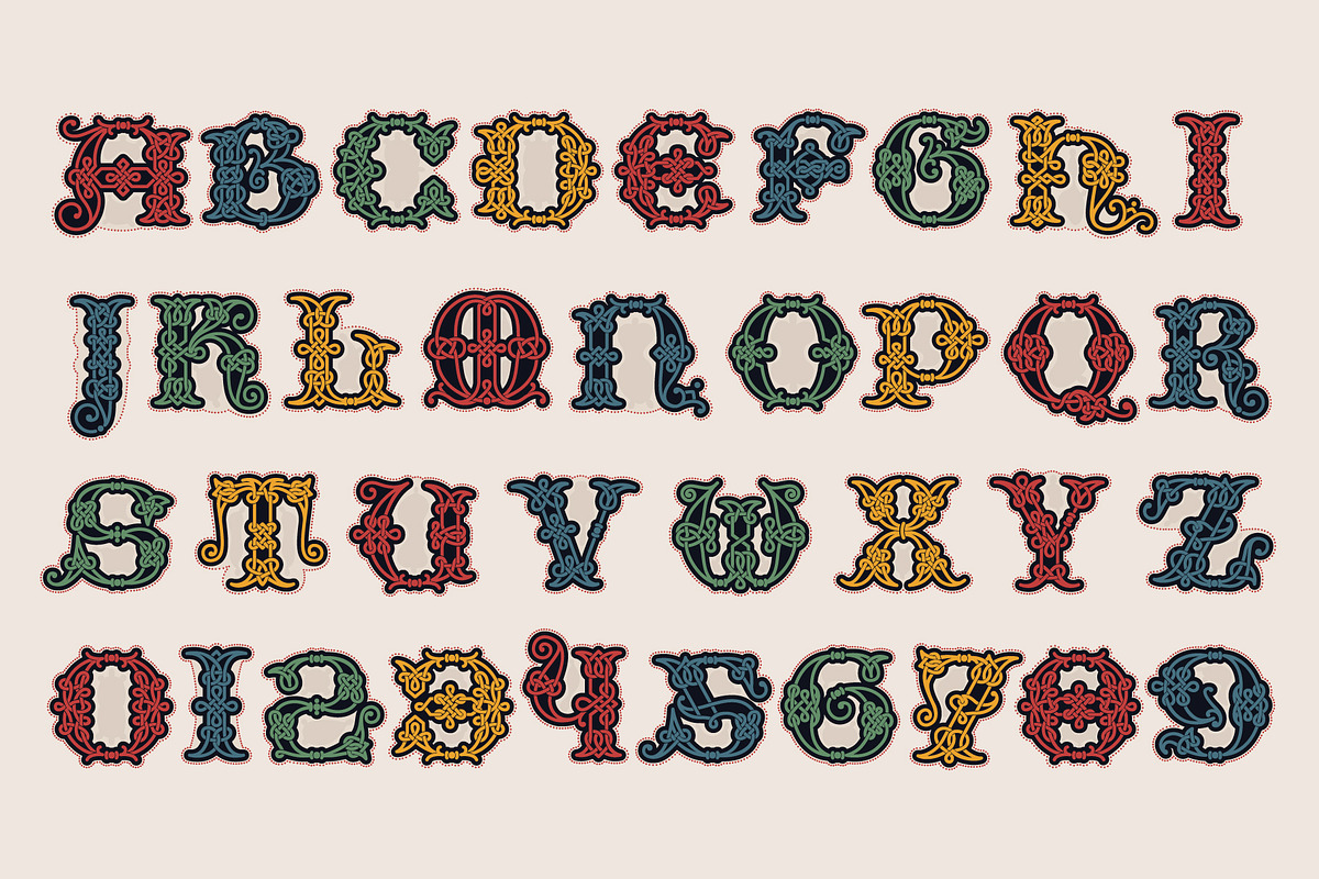 Celtic Nova colored font, a Script Font by kaer_shop (Photo 2 of 10)
