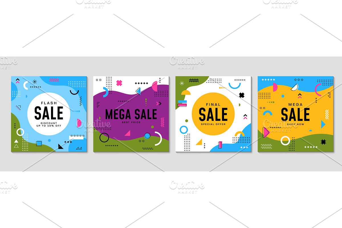 Sale banners, modern shapes design, a Decorative Illustration by Buch&Bee