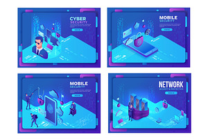 Cyber security 3d isometric vector