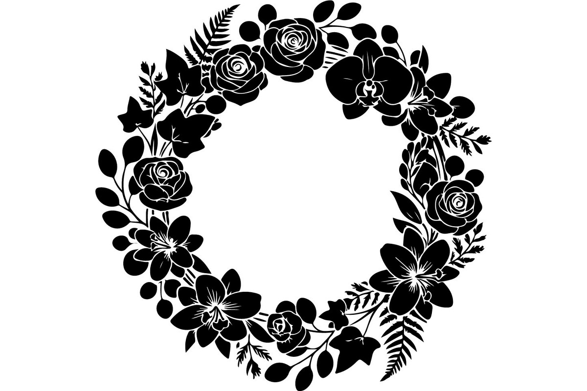 Black Floral Wreath Frame Set, an Illustration by Designer_Momina (Photo 16 of 20)