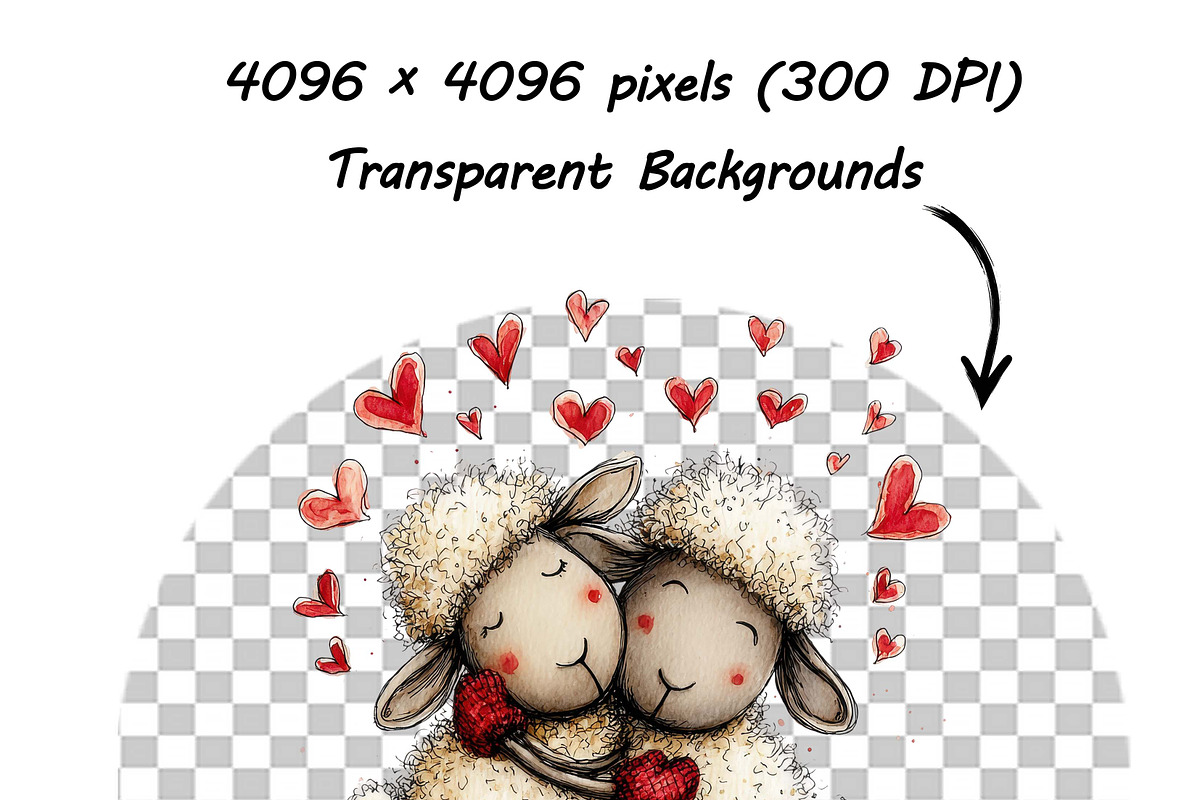 Whimsical Valentine Sheep Clipart, a Graphic by one-touch (Photo 7 of 16)