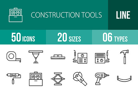 50 Tools Blue & Black Icons, an Icon by IconBunny