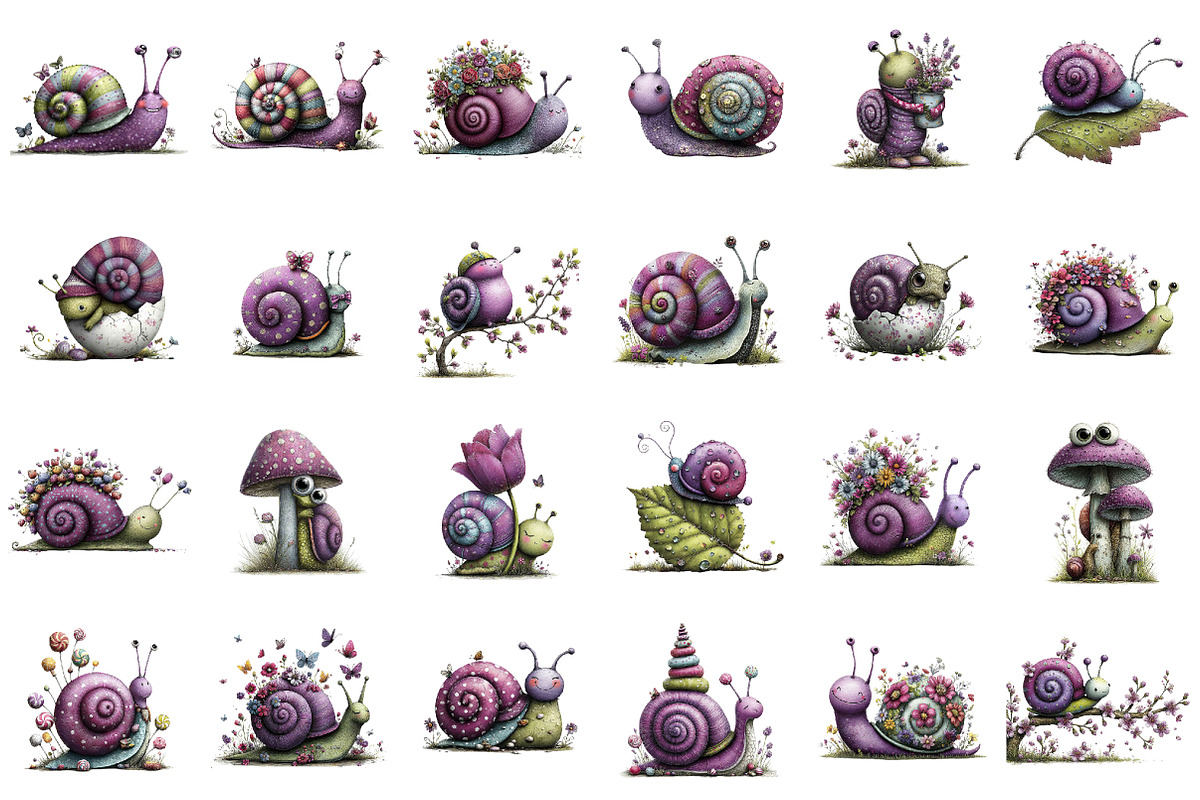 Whimsical Spring Snail Clipart, an Illustration by designcity5 (Photo 2 of 5)