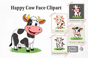 Happy Cow Face Clipart, a Graphic by Artnoy (Thumbnail 1 of 5)