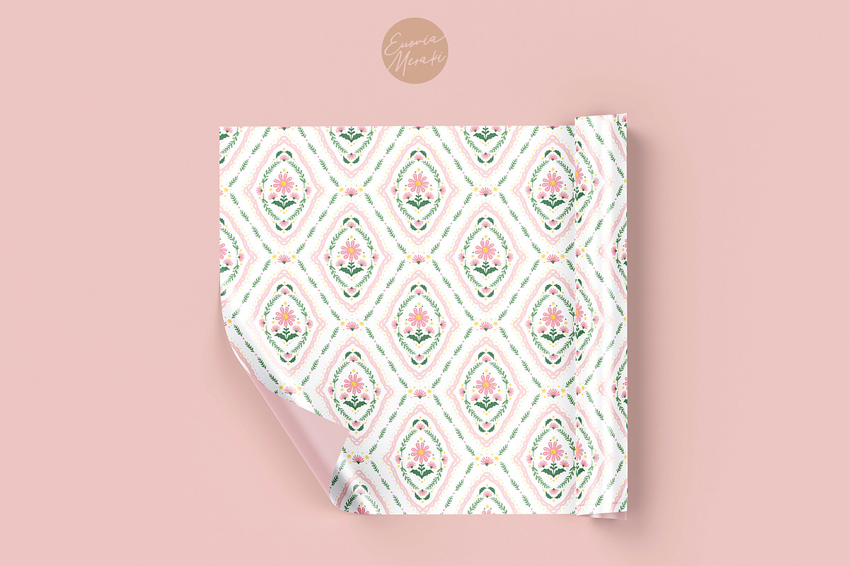 Cottagecore Pattern 4 Pink Flower, a Pattern Graphic by Euonia Meraki (Photo 2 of 10)