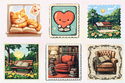 Reading Books Postage Stamp Clipat, an Illustration by CreationArt (Thumbnail 4 of 9)