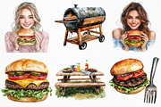 Watercolor BBQ Barbecue Clipart, an Illustration by Craft Nest (Thumbnail 3 of 11)