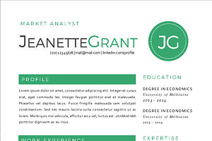 3 In 1 Green Round Initials Resume