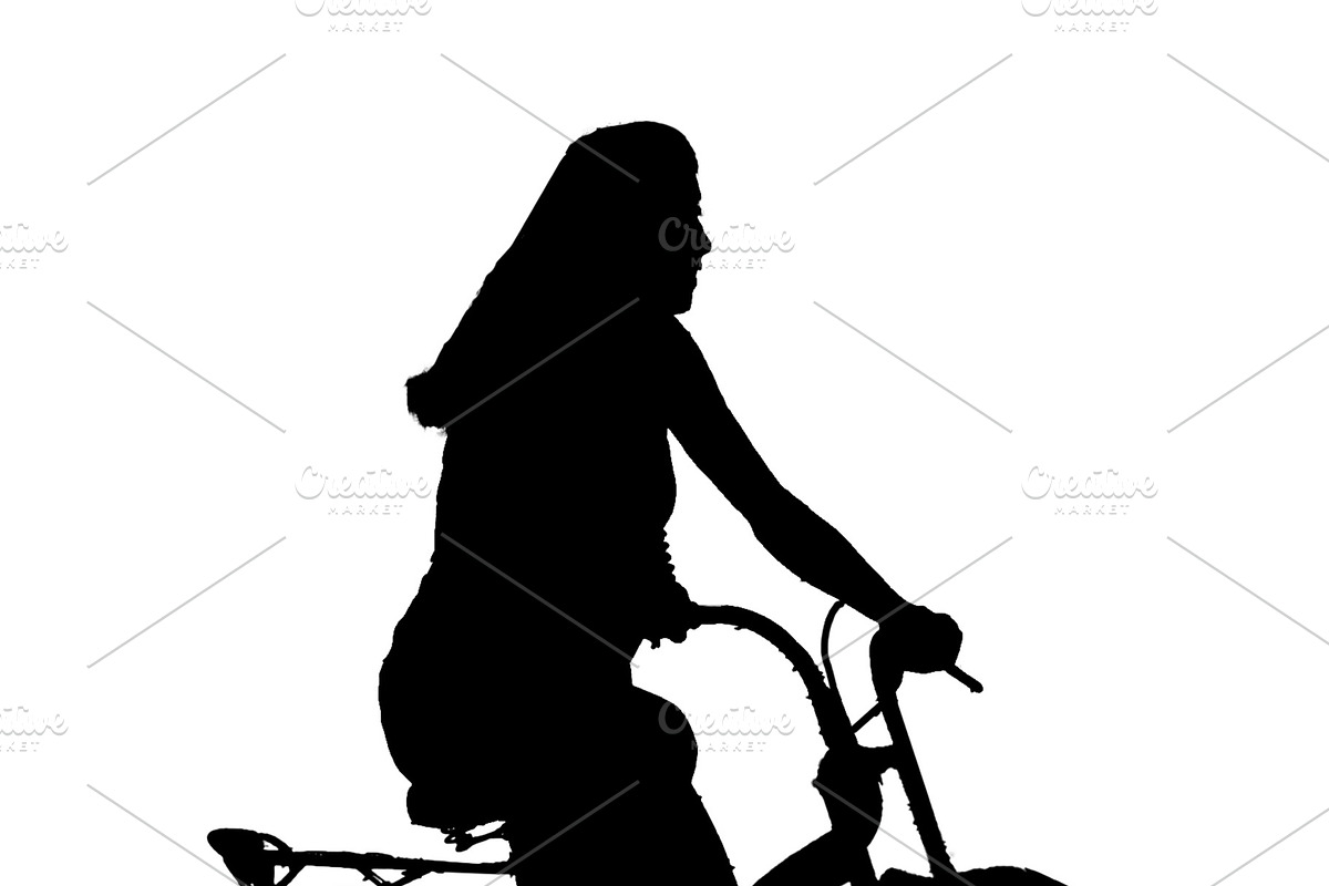 Woman riding at bicycle isolated graphic silhouette, a Person Illustration by DanFLCreativo
