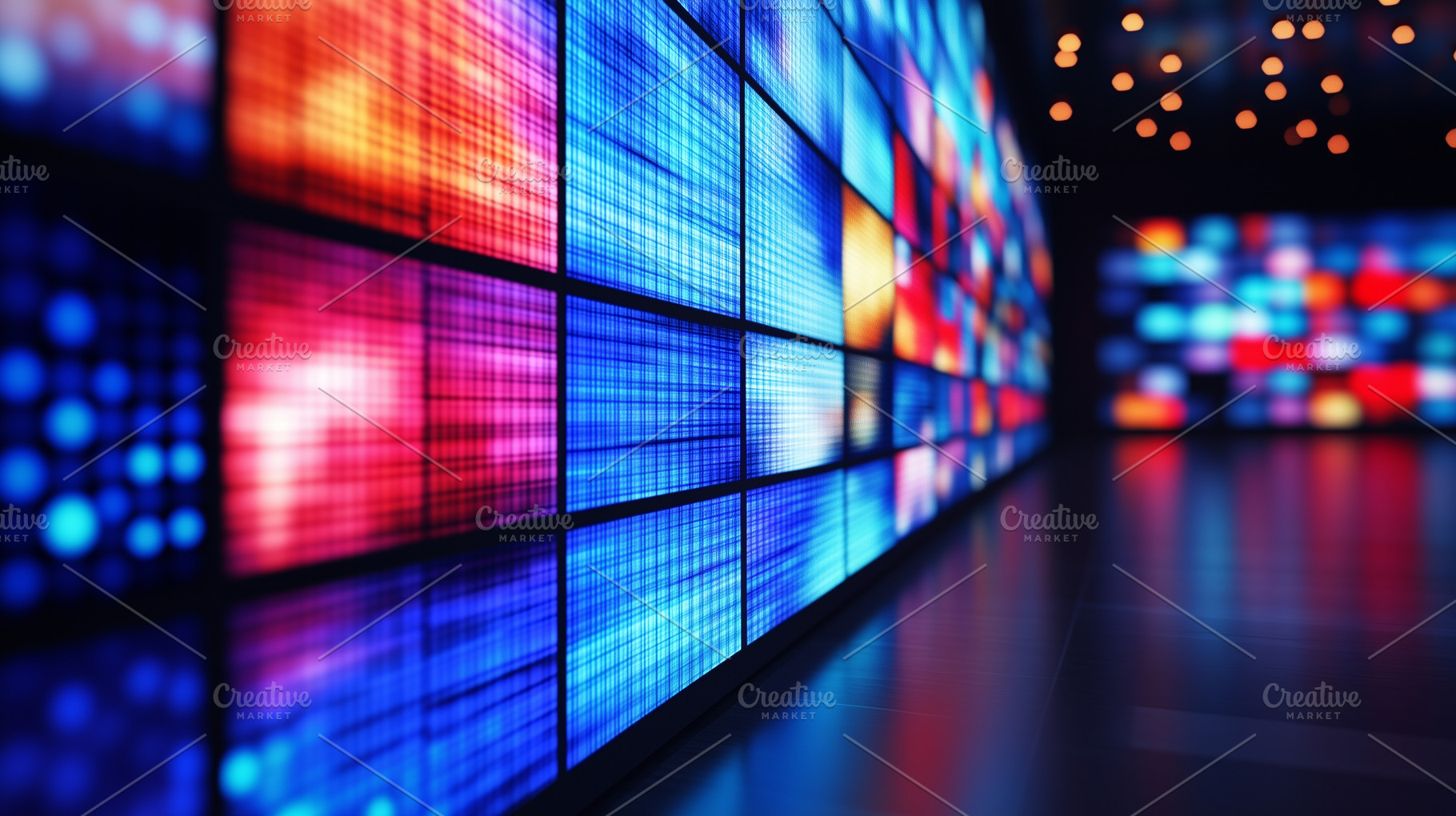 Vibrant wall of digital screens, a Technology Photo by MistyDay