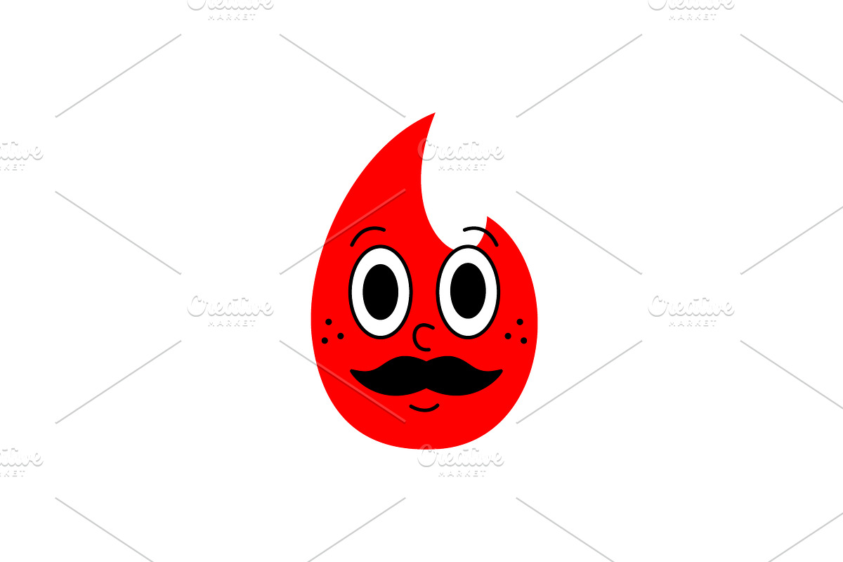 Red flame character with big eyes, an Object Illustration by GraphiShop