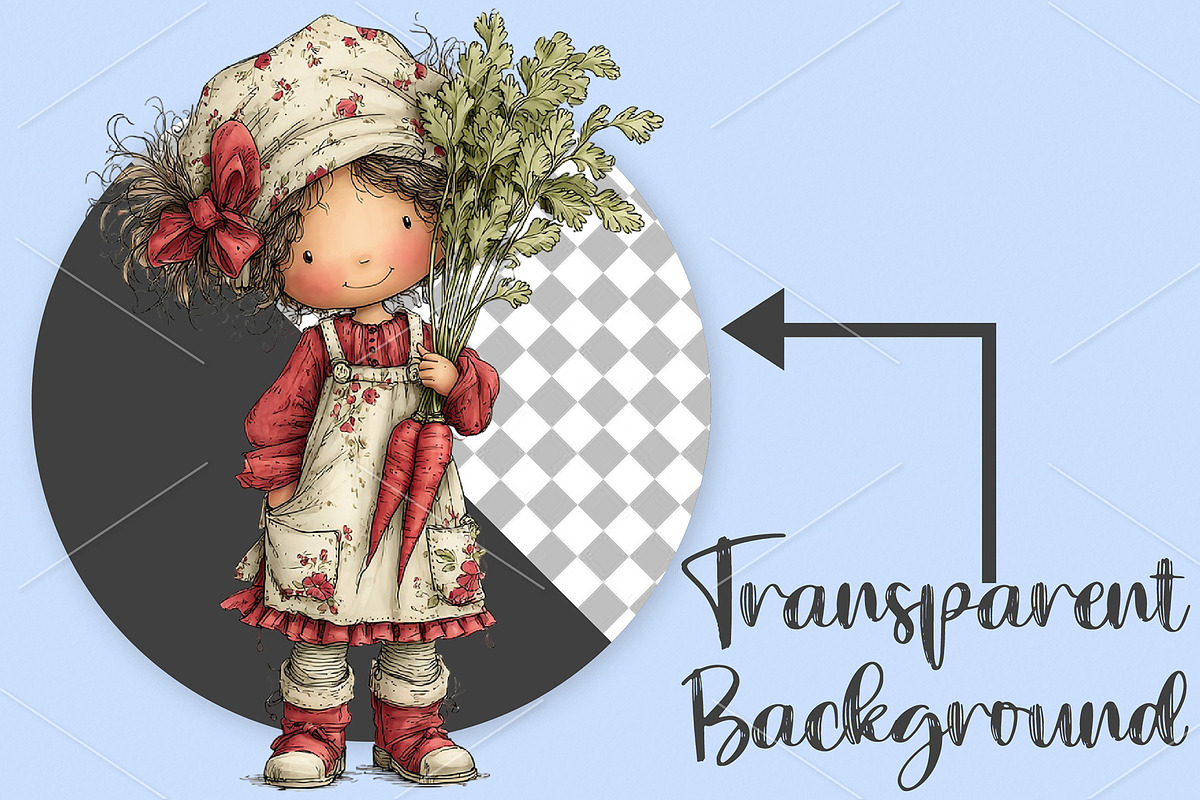 Watercolor Coquette Farm Girl PNG, a Seasonal Illustration by Canvas Craft (Photo 2 of 5)