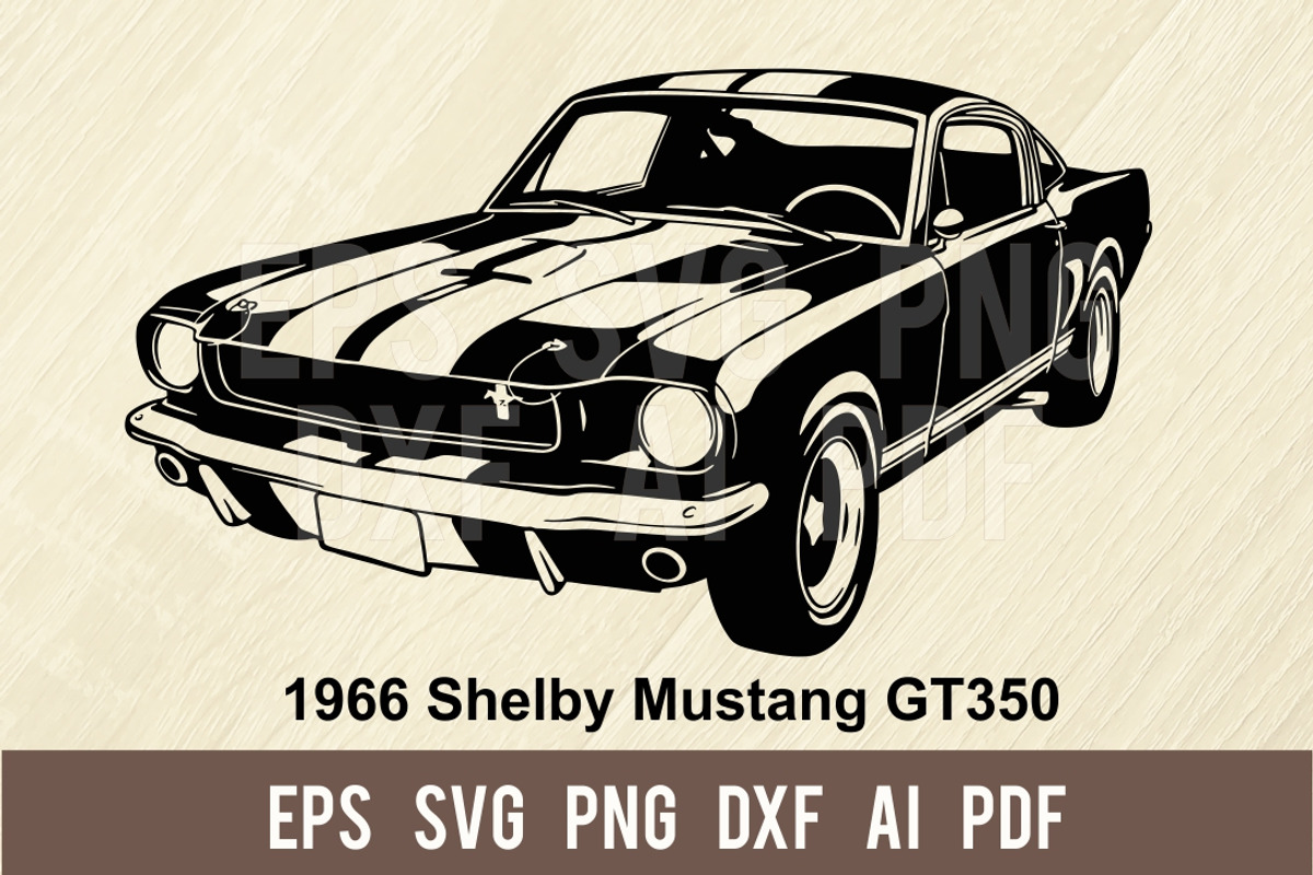 Shelby Mustang GT350 1966 Car SVG, an Illustration by Digital-Clipart