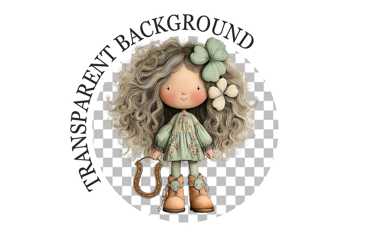 Whimsical St Patrick's Day Girl Clip, a Seasonal Illustration by Rose Art (Photo 5 of 6)