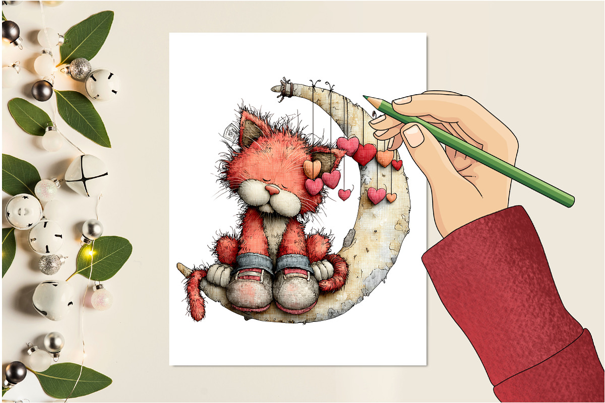 Whimsical Cats Valentine's Day, an Illustration by Design Market (Photo 5 of 5)