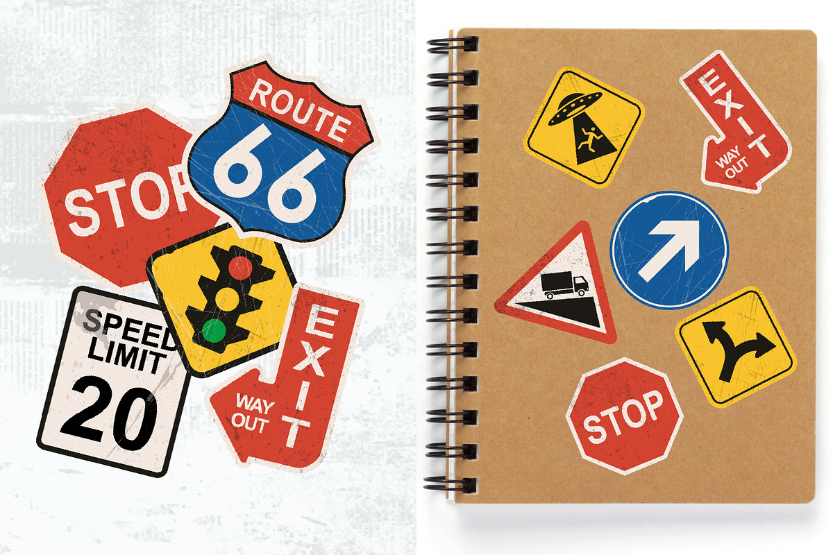 USA Road Sign Set, an Object Illustration by Creathub Studio (Photo 3 of 4)