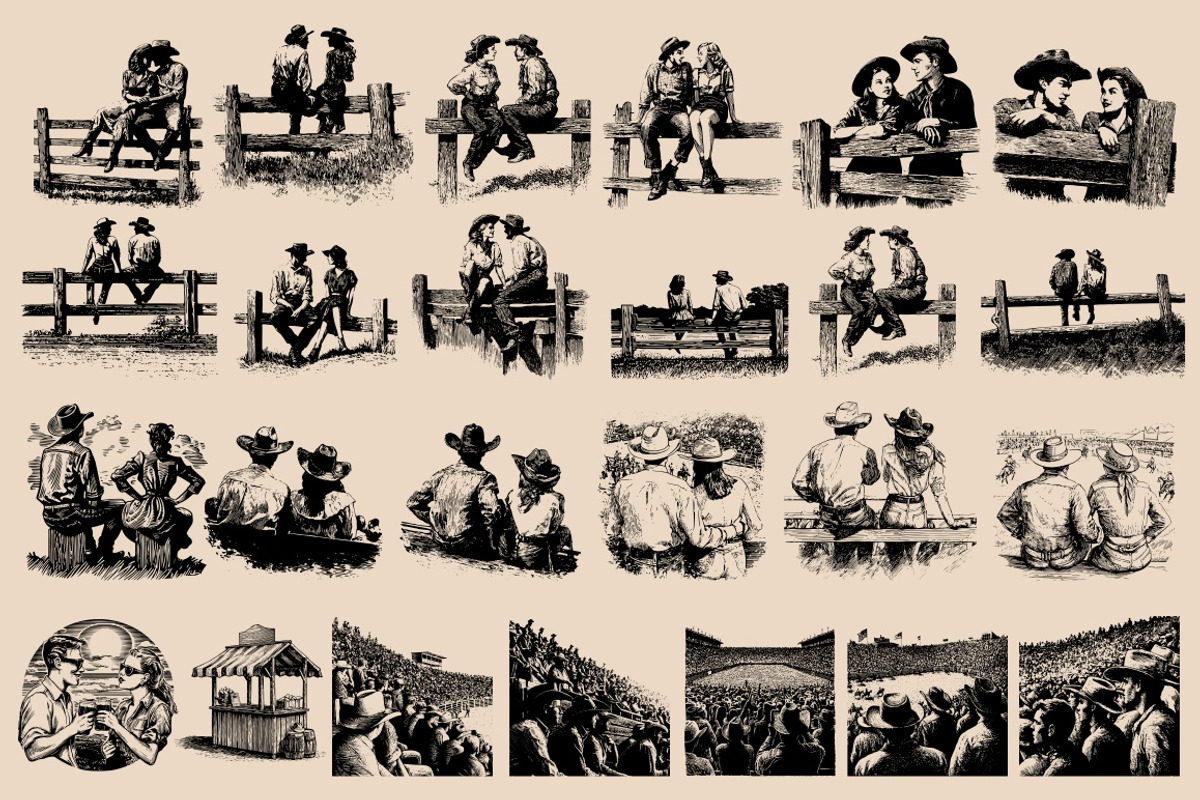 Vintage Retro Rodeo illustrations, an Object Illustration by Nocturnal Wolf (Photo 8 of 17)
