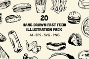 Hand Drawn Fast Food Illustration, a Food Illustration by Pokal Studio (Thumbnail 1 of 6)