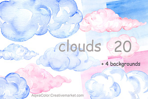 Clouds Watercolor Clipart