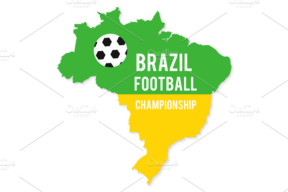 Brazil Map In Colors Of Flag