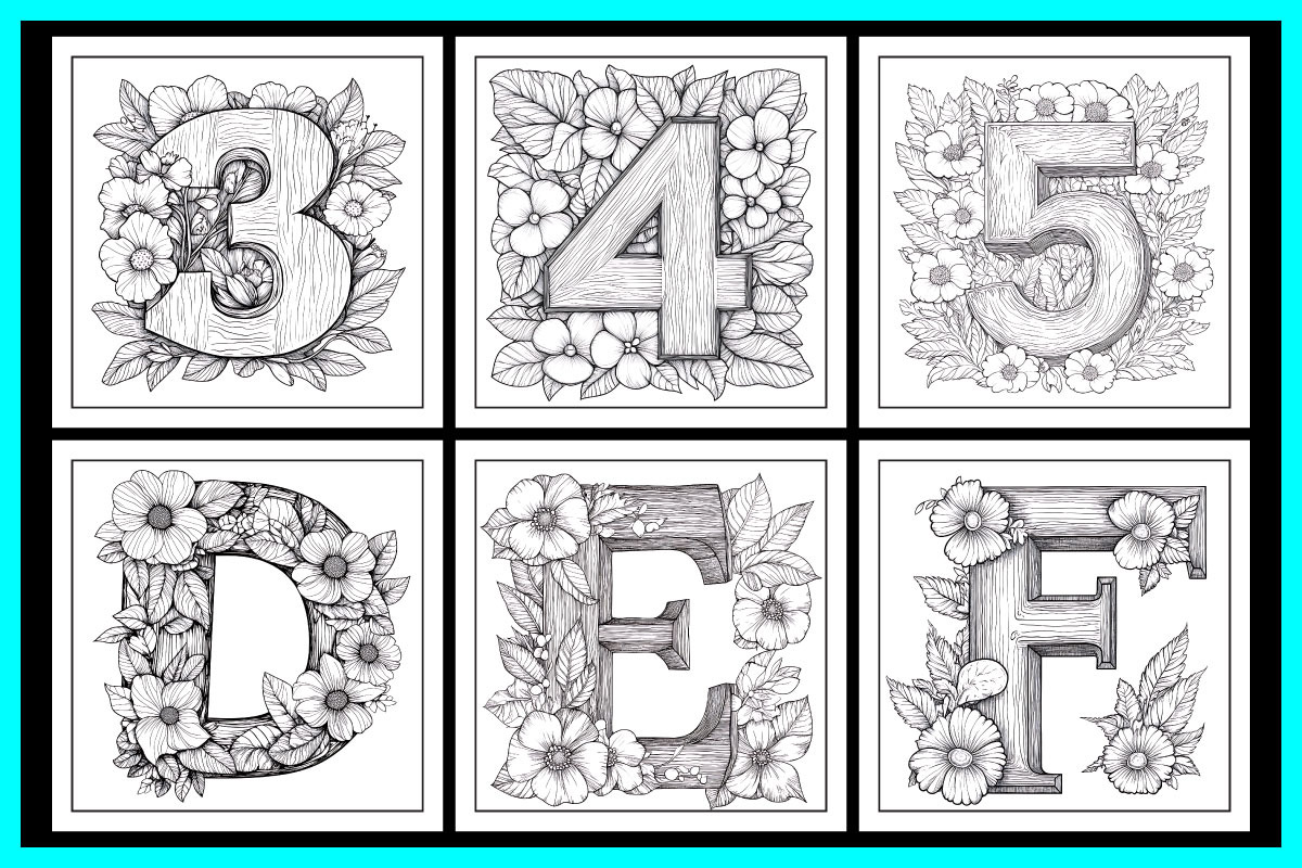 Floral Alphabet Coloring Pages, an Education Illustration by protabsorkar11 (Photo 3 of 7)