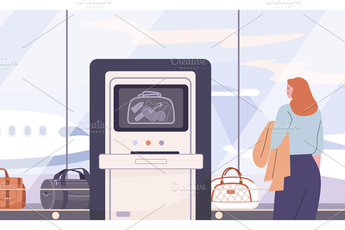 Airport x ray baggage security, a Transportation Illustration by Valerie Bodnar
