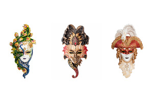 Venetian masks for venice carnival stock photo containing closeup and isolated
