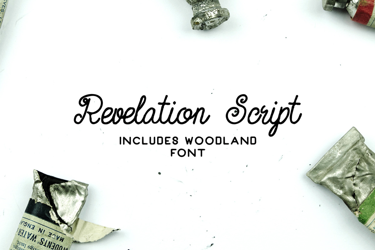 Revelation Script + Woodland Font