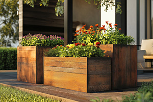 Stylish wooden boxes with colorful, a Nature Photo by MistyDay