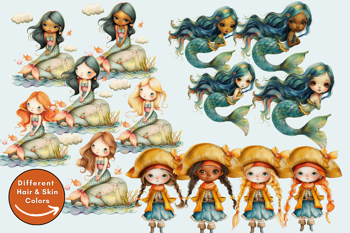 Watercolor Pirate Adventure Clipart, an Illustration by NadiaTheronArt (Photo 2 of 6)