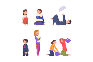 Funny Boy and Girl Teens in Pajamas, a Person Illustration by TopVectors