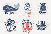 Marine - clipart & lettering, an Animal Illustration by DruZhi Art (Thumbnail 6 of 10)