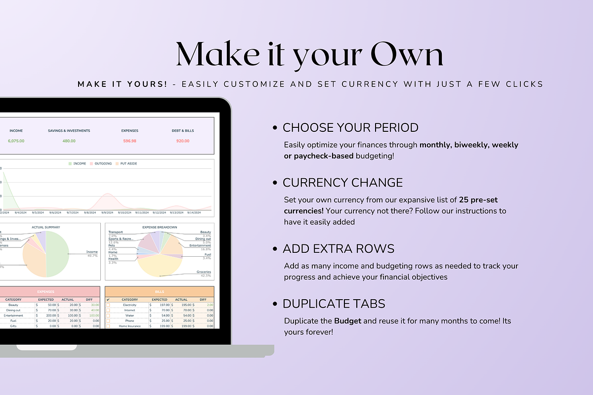 Simple Biweekly Budget - Pastel, a Templates & Theme by The Creative Plans co (Photo 6 of 10)
