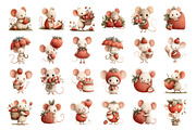 Strawberry Mouse Watercolor Clipart, an Animal Illustration by Nicolle's Colorful Art (Thumbnail 2 of 5)