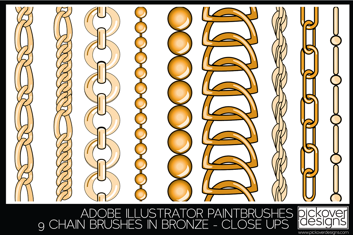 18 Vector Chain Brushes Illustrator, a Brush Add-On by Pickover Designs (Photo 5 of 6)
