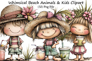 Whimsical Beach Animals & Kids Clipa, an Illustration by DreamPrint404 (Thumbnail 1 of 6)