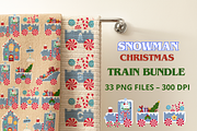 Snowman Christmas Train Bundle, a Seasonal Illustration by animatizmagix (Thumbnail 1 of 4)