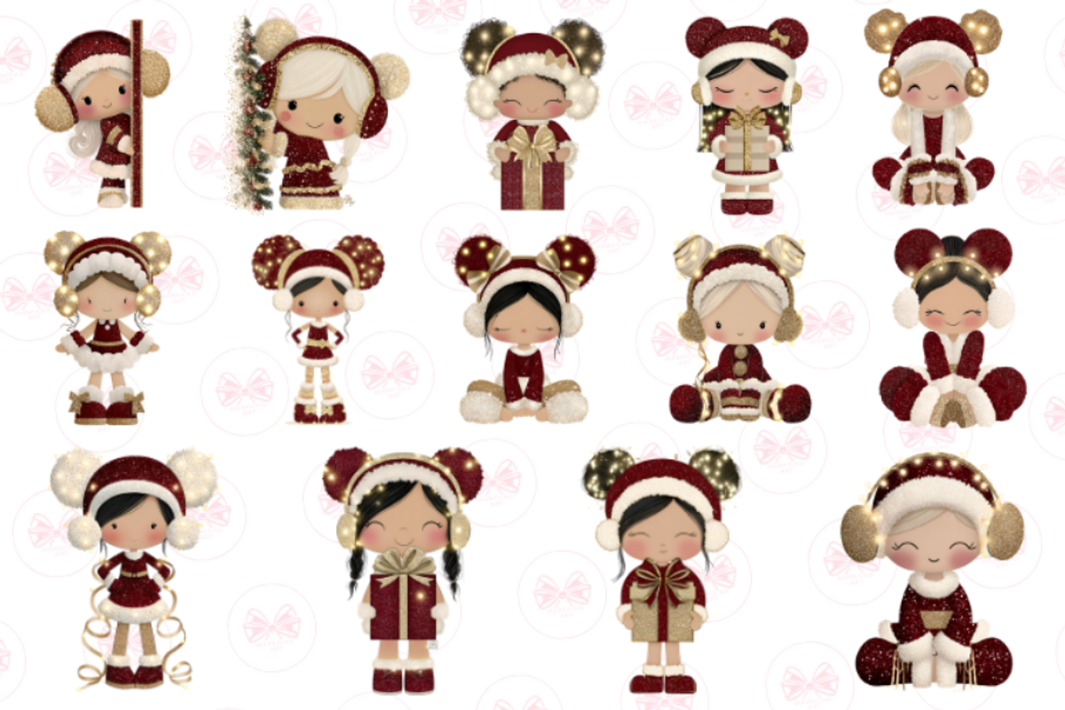 Sparkling Christmas Girl Clipart, an Illustration by Markicha Art (Photo 5 of 6)