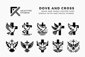 Dove and Cross Vector Icon, an Icon by Akatype Studio