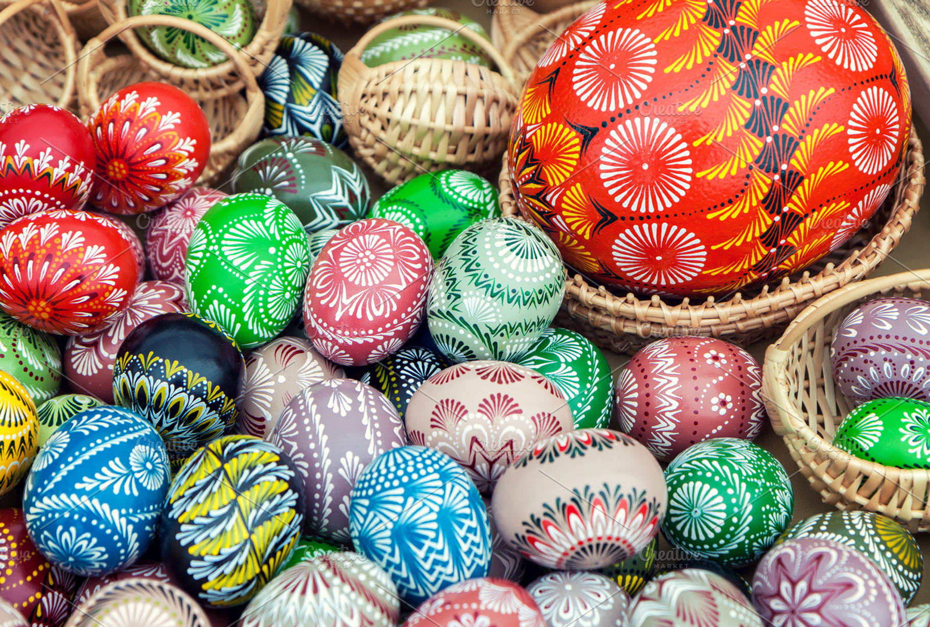 Pile of colorful Easter eggs, a Holiday Photo by BOOCYS